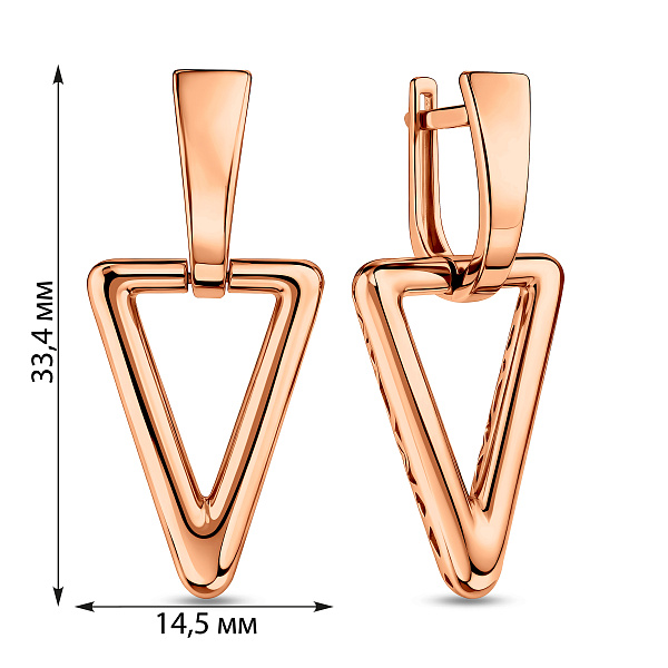 Серьги из красного золота без камней (арт. 111332) – изображение 4
