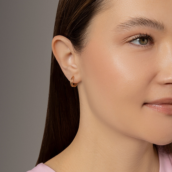 Серьги-кольца из красного золота с греческим орнаментом Олимпия (арт. 110915) – изображение 3