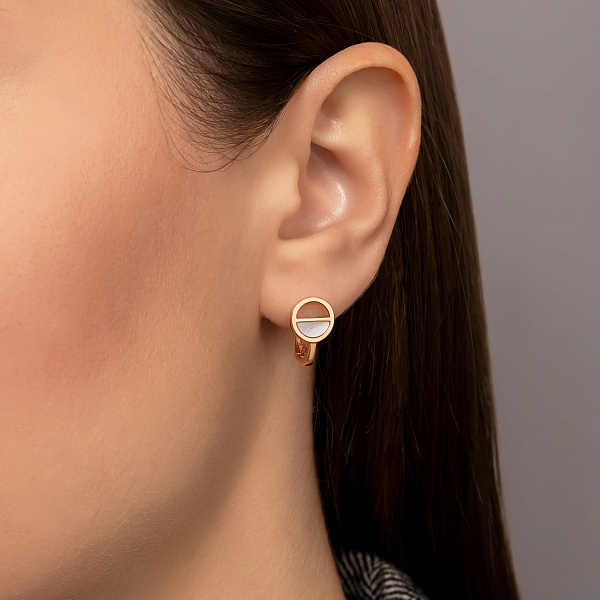 Серьги Лýна из красного золота с перламутром (арт. 109514п) – изображение 5