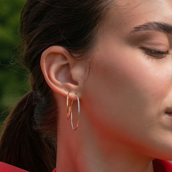Серьги-кольца из белого золота (арт. 122600/35б) – изображение 2