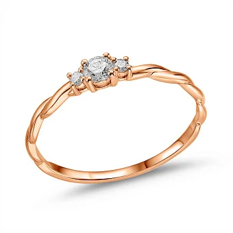 Каблучка з червоного золота з діамантами (арт. К011359010)