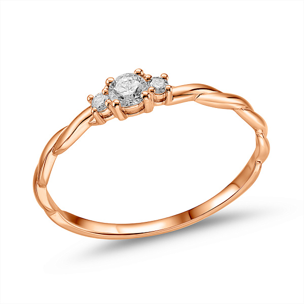 Каблучка з червоного золота з діамантами (арт. К011359010) – зображення 1