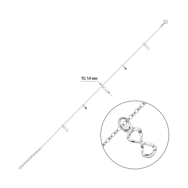 Браслет на ногу из белого золота (арт. 326969бзн) – изображение 2