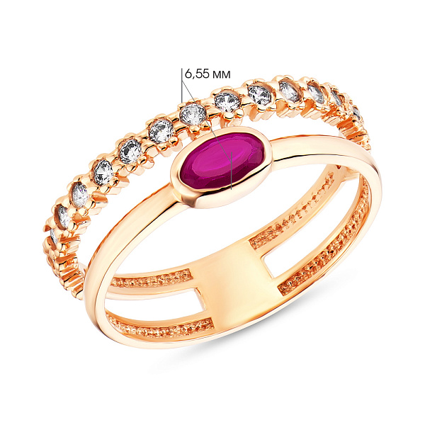 Золота каблучка з фіанітами (арт. 154499к) – зображення 2