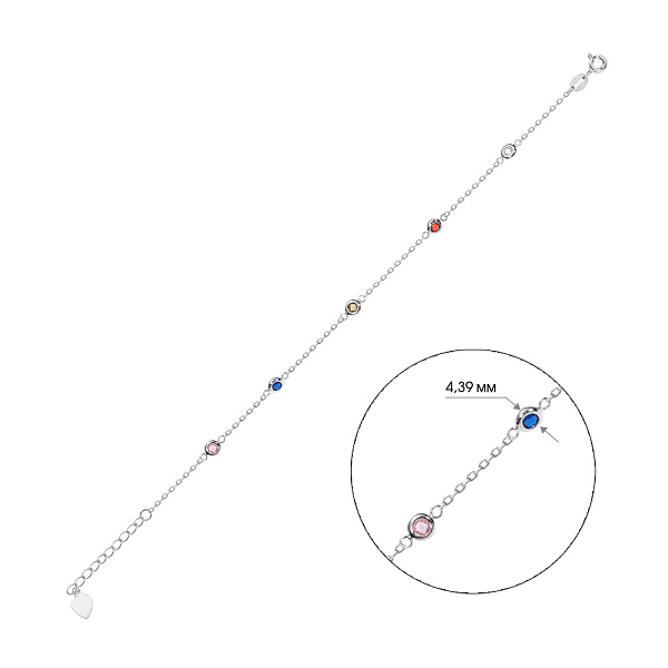 Срібний браслет з кольоровими фіанітами (арт. 7509/2289а) – зображення 2