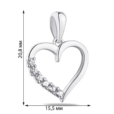 Срібний кулон Серце з фіанітами (арт. 7503/3669)