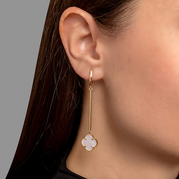 Длинные серьги-подвески из желтого золота с перламутром (арт. 107894/15жп) – изображение 3
