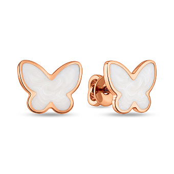 Сережки з червоного золота з емаллю Метелики (арт. 111208еп)