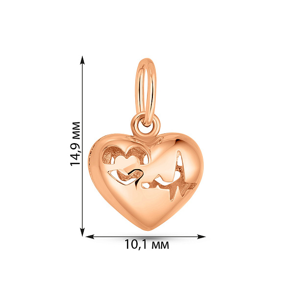 Золотой кулон в форме сердца (арт. 424717) – изображение 3