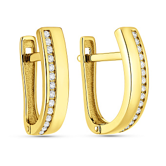 Фото Серьги из желтого золота с дорожкой из фианитов (арт. 110485ж)