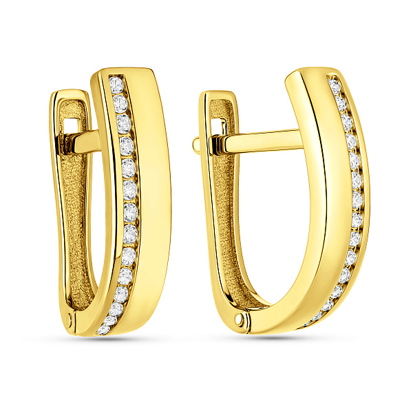 Сережки з жовтого золота з доріжкою з фіанітів (арт. 110485ж) – зображення 1