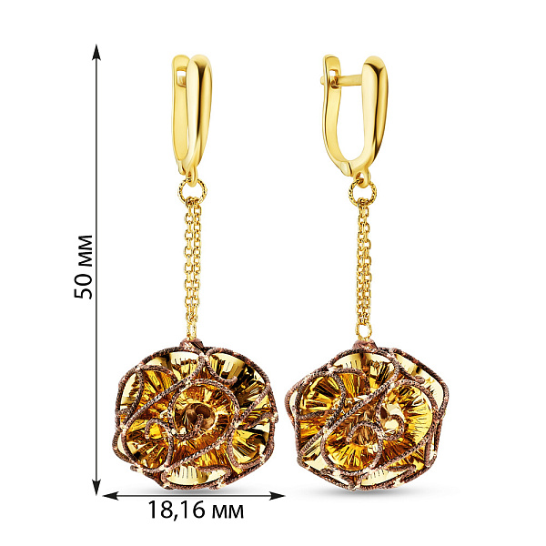 Золотые серьги с подвесками Francelli (арт. 106836жкр) – изображение 2