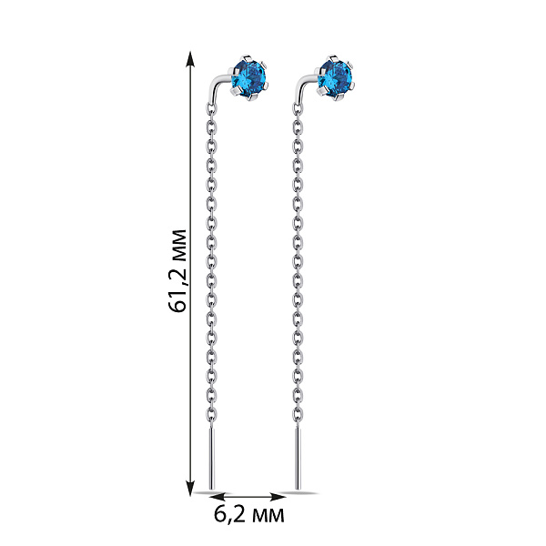 Срібні сережки-протяжки з альпінітами (арт. 7502/0934агсю) – зображення 2
