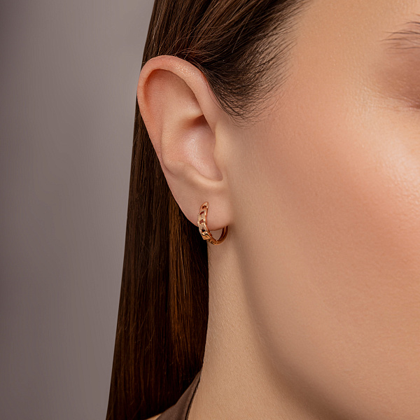 Серьги-кольца из красного золота Звенья без камней (арт. 110703) – изображение 2