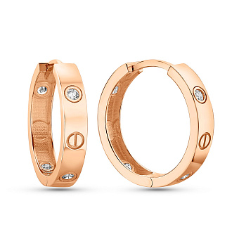 Серьги-кольца из красного золота с фианитами (арт. 106110/20)
