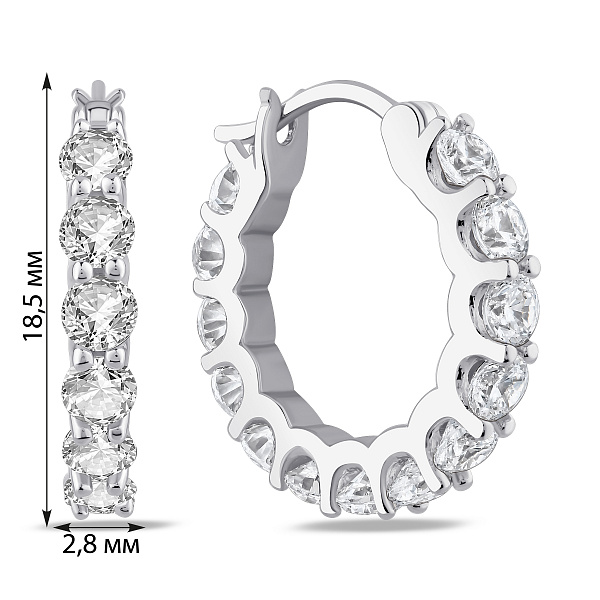 Серебряные серьги-кольца с фианитами (арт. 7502/10431/20) – изображение 2