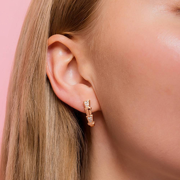 Золотые серьги с фианитами (арт. 1091395) – изображение 2