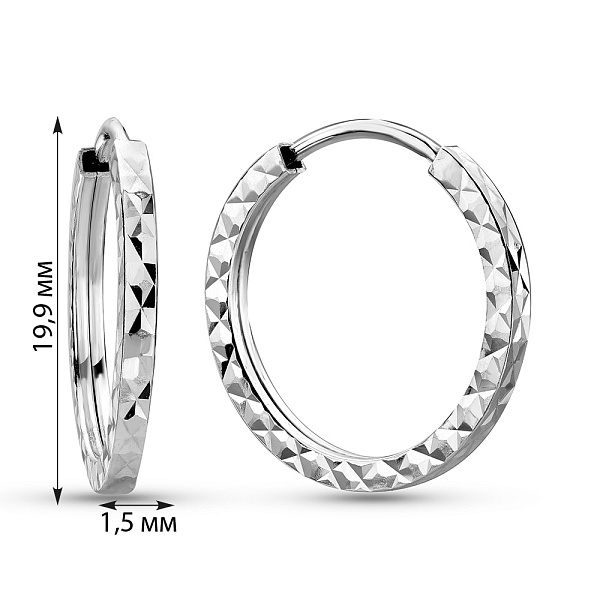 Серьги-кольца из белого золота (арт. 122104/20б) – изображение 2