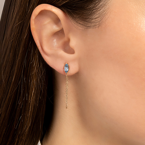 Пусеты золотые с топазом (арт. 110094Птг) – изображение 2