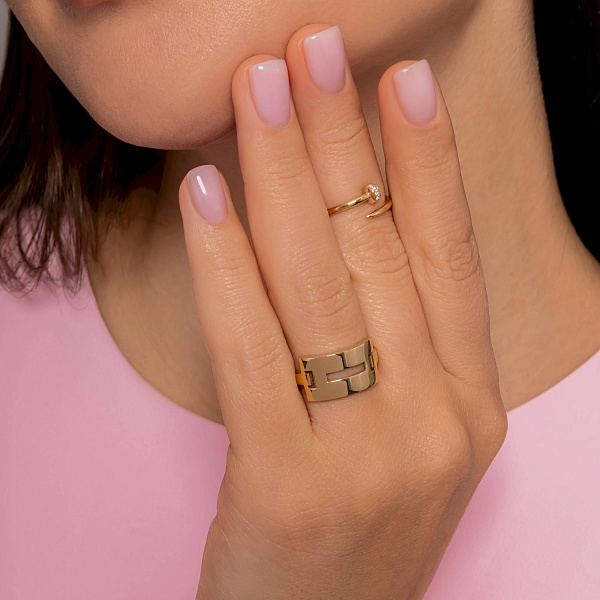 Кольцо из желтого золота Гвоздь с фианитами (арт. 141175ж) – изображение 3