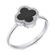 Фото Серебряное кольцо с ониксом и фианитами (арт. 7501/653/8окп)