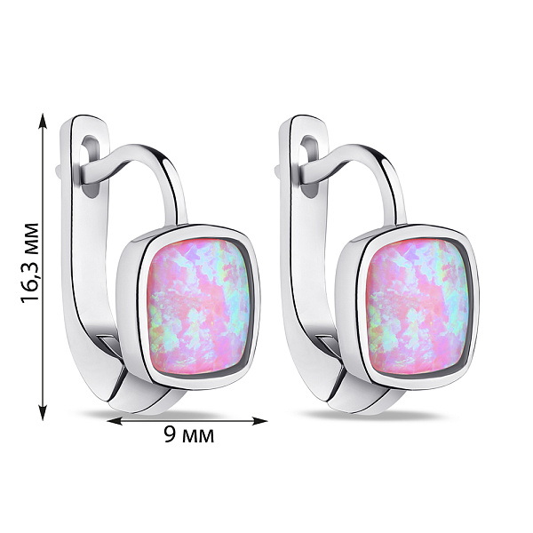 Серьги из серебра с розовым опалом (арт. 7502/4549Пор) – изображение 2