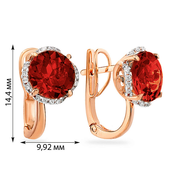 Серьги из красного золота с кварцем и фианитами (арт. 110332ПкГ) – изображение 2
