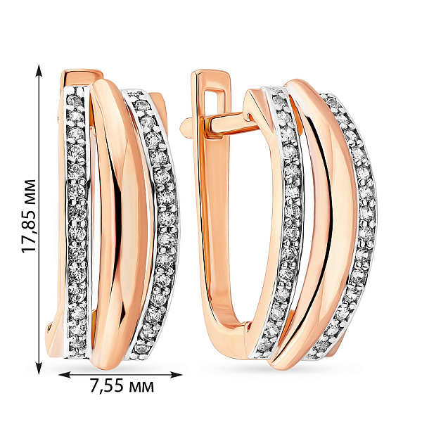 Сережки з червоного золота з фіанітами (арт. 108153) – зображення 2