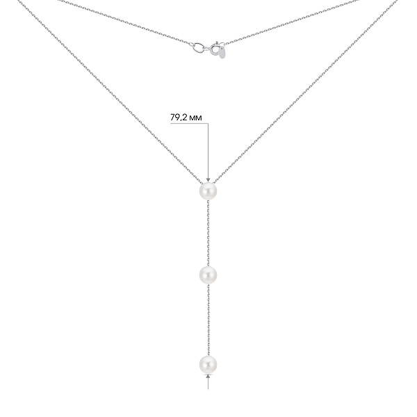 Кольє з білого золота з перлами (арт. 360358б) – зображення 5