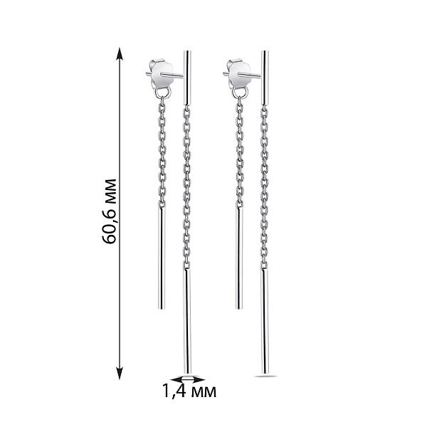 Сережки-пусети зі срібла з підвісками (арт. 7518/6333) – зображення 2