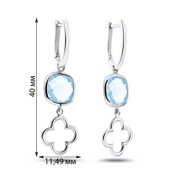 Золотые серьги с подвесками из кварца (арт. 106464бПкг) – изображение 5