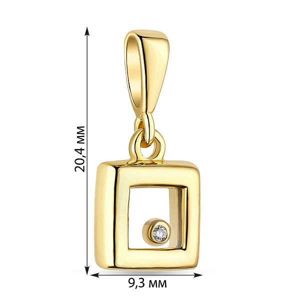 Золотой кулон в желтом цвете металла с фианитами (арт. 424280ж) – изображение 2