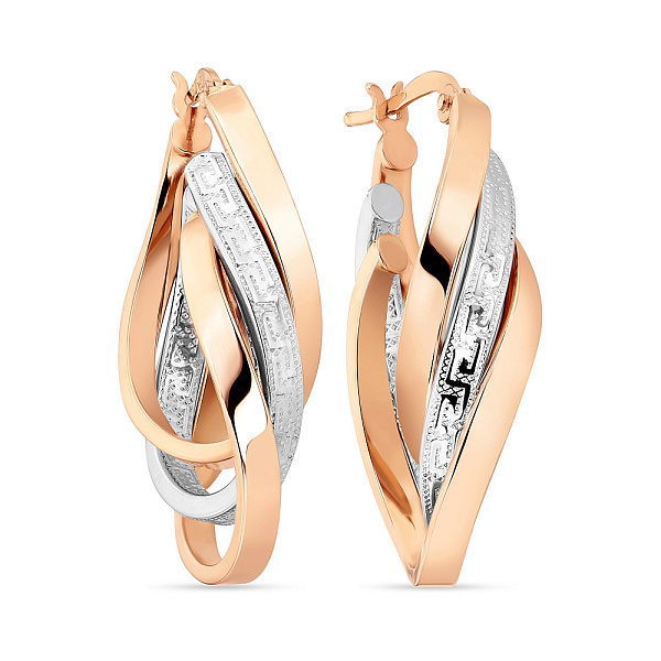 Серьги золотые Олимпия в красном и белом цвете металла (арт. 107884/30кб) – изображение 1