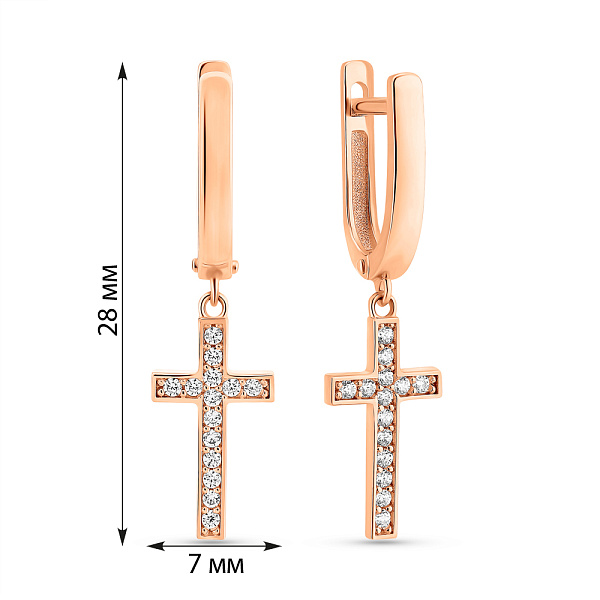 Золотые серьги-подвески с фианитами (арт. 1091550) – изображение 4