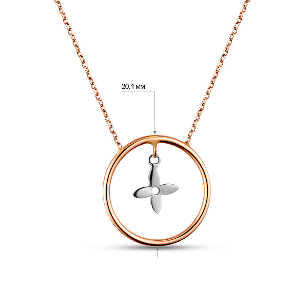 Золотое колье с подвеской «Цветочек» (арт. 351052) – изображение 3