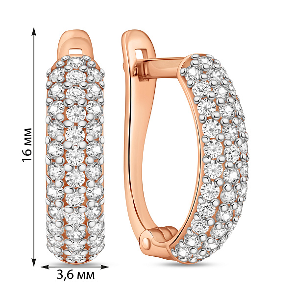 Серьги из красного золота с дорожкой из фианитов (арт. 110228) – изображение 4