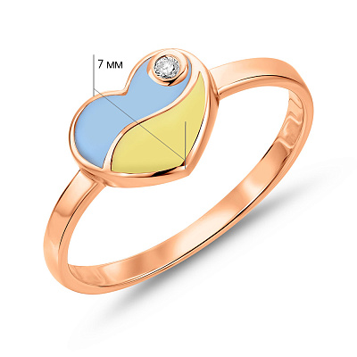 Золотое кольцо с эмалью и бриллиантом  (арт. 1190144201егж)