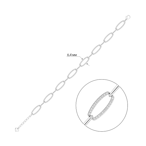 Массивный серебряный браслет с фианитами (арт. 7509/5460) – изображение 2