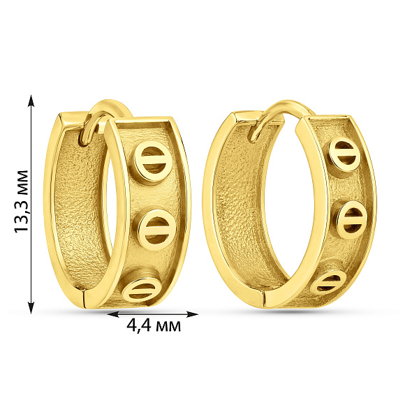 Серьги-кольца из желтого золота (арт. 108285/15ж) – изображение 3
