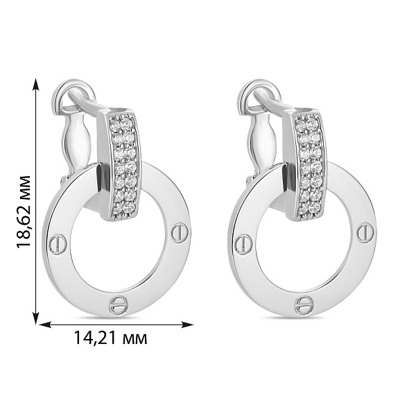 Сережки из белого золота с фианитами (арт. 106285б) – изображение 4