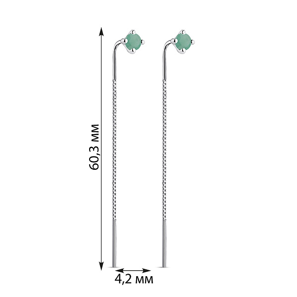Серебряные сережки-протяжки с изумрудом (арт. 7502/2167433Изм) – изображение 2