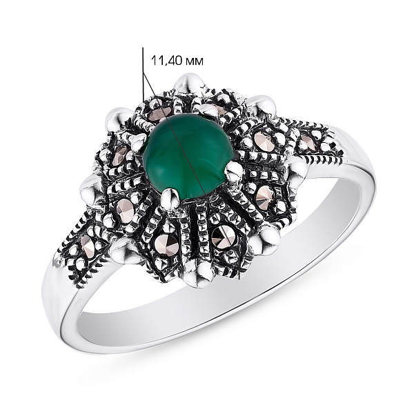 Серебряное кольцо с ониксом и марказитами (арт. 7401/4679мркоз) – изображение 2