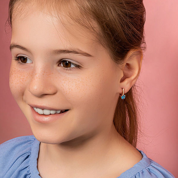 Дитячі золоті сережки з блакитним фіанітом (арт. 110504г) – зображення 5