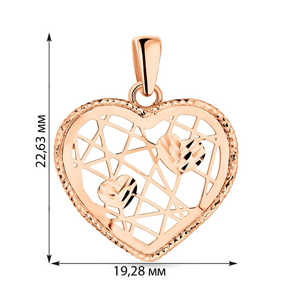 Подвес "Сердце" из золота (арт. 424639) – изображение 2