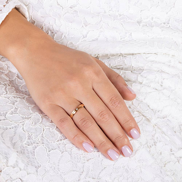 Обручка класична Комфорт з червоного золота з діамантом (арт. К239183) – зображення 2