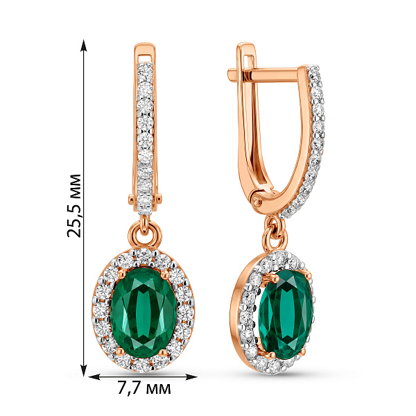 Сережки из золота с зеленым кварцем (арт. 111159Пз) – изображение 4