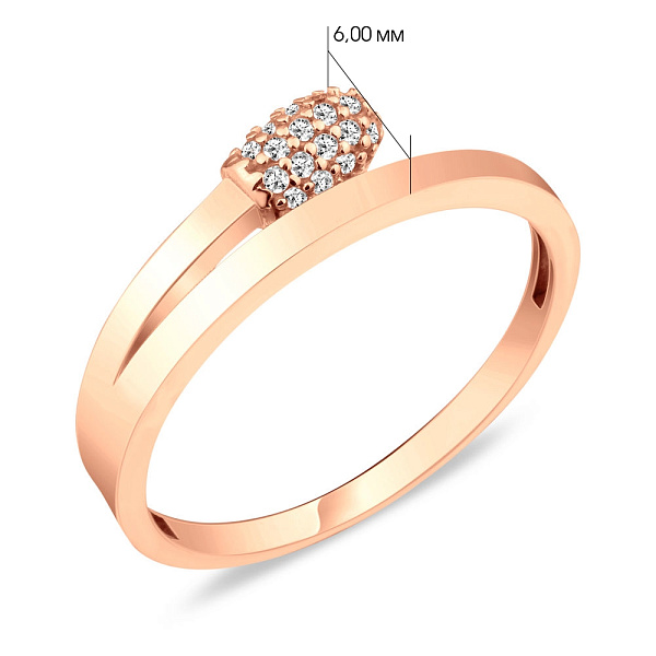 Кольцо «Спичка» из золота с фианитами (арт. 154898) – изображение 2