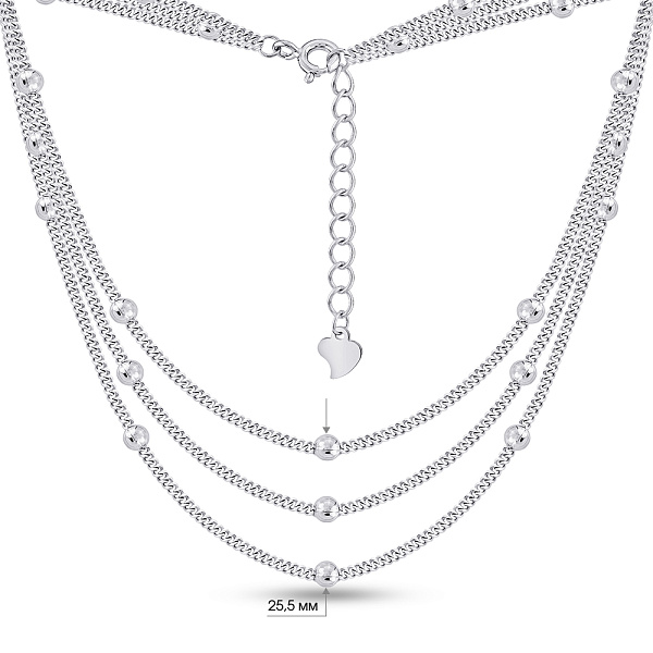 Срібне багатошарове кольє (арт. 7507/2219) – зображення 2