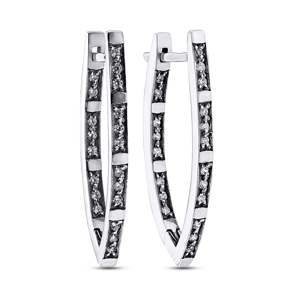 Серебряные сережки с фианитами (арт. 7902/5703-ч) – изображение 1