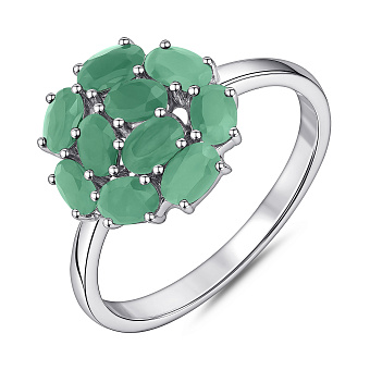 Серебряное кольцо Цветок с изумрудами (арт. 7501/1988206Изм)